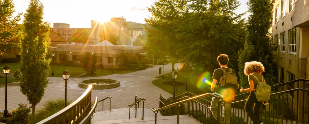 Early morning on a college campus